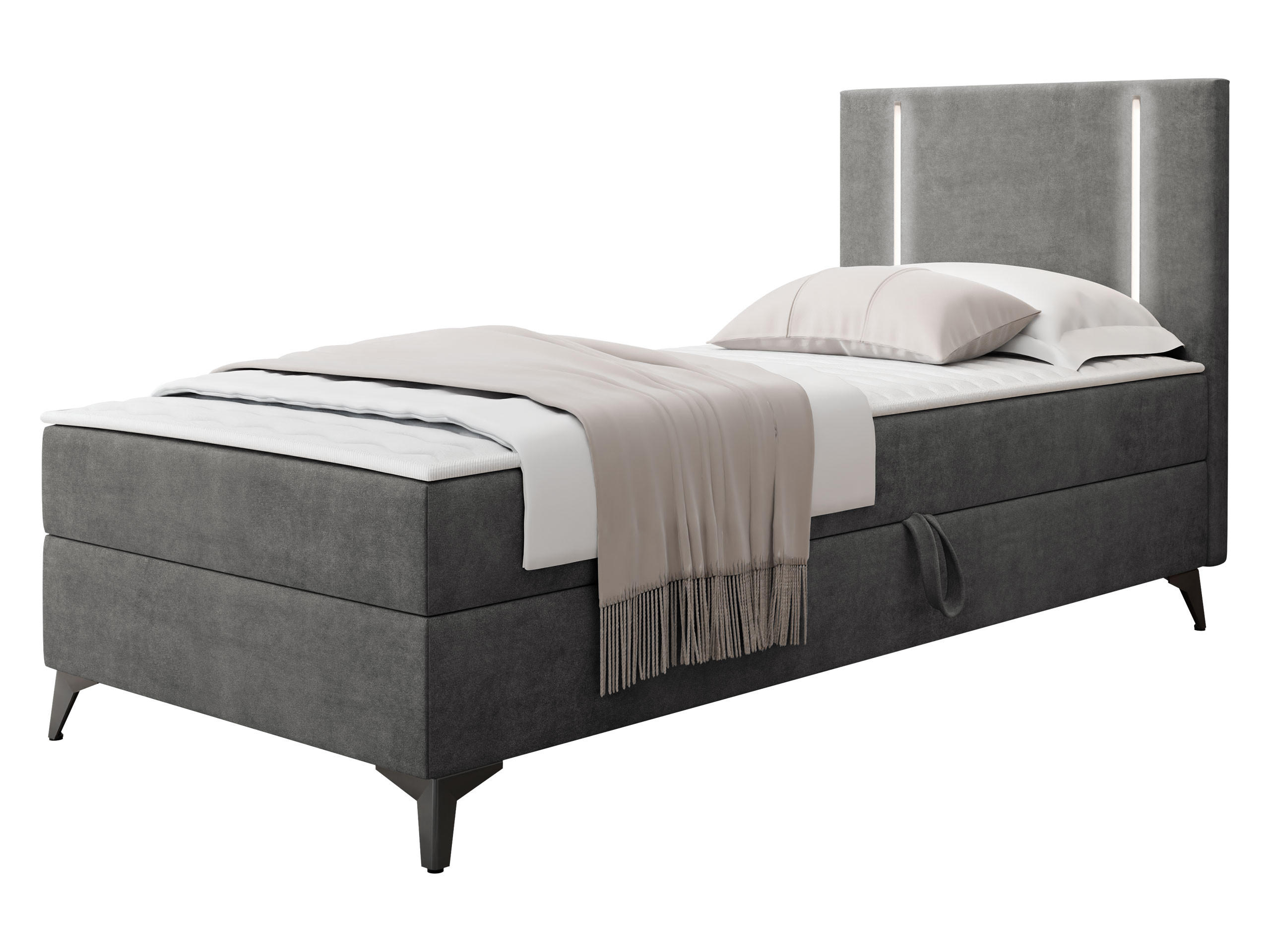BOXBETT Ono 1, Setite: Rechts - Schwarz/Grau, Holz/Textil (90/200cm) - MIRJAN24