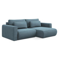 ECKSOFA mit Schlaffunktion Strukturstoff Stoff Blau - Blau/Schwarz, Kunststoff/Textil (240/149cm) - LaMiaSofa