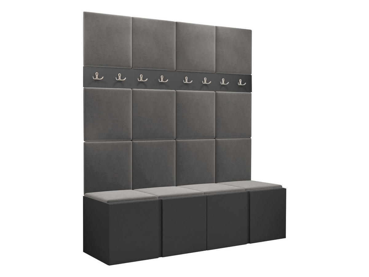 GARDEROBEN-SET Orion V - Graphitfarben/Grau, Holzwerkstoff/Kunststoff (168/186/46cm) - MIRJAN24