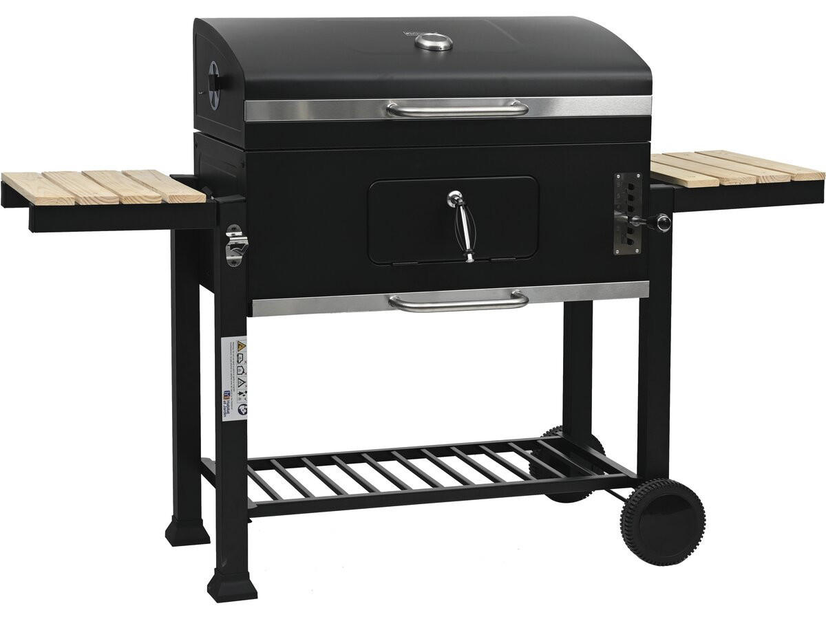 HOLZKOHLENGRILL marquis Schwarz - Schwarz, Metall (56/108/160cm) - Habitat Garten