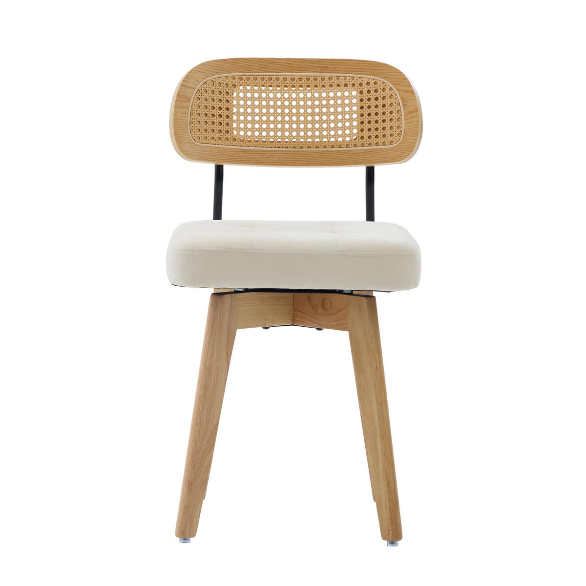 ESSZIMMERSTUHL 2er Set 360° drehbar, Wiener Geflecht, Chenille, Massivholz, Beige - Eichefarben/Beige, Holz/Textil (43/77/50cm) - LVHOM