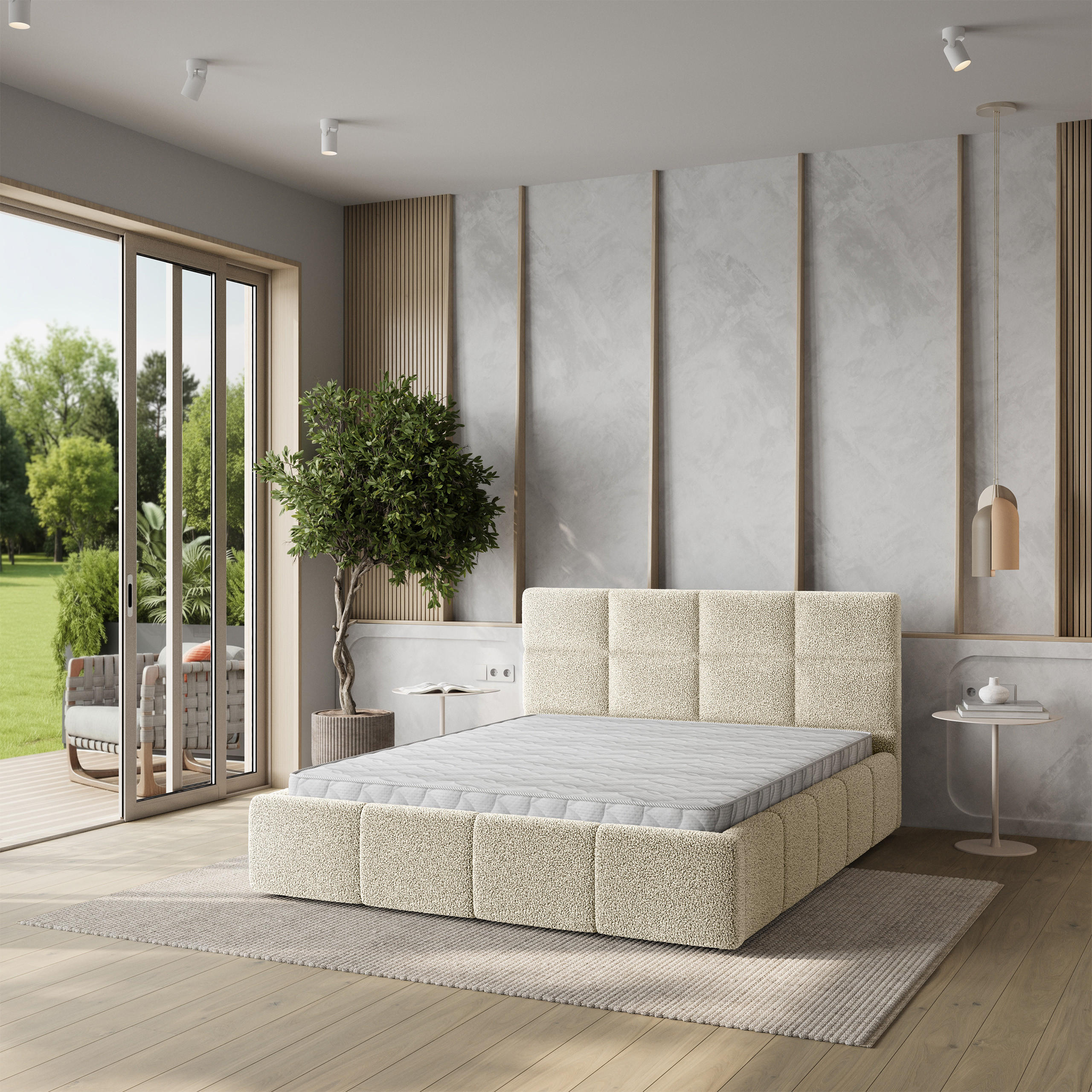 POLSTERBETT COMO 140x200 cm mit Bettkästen - Creme - Creme, Holz (140/200cm) - MASSENO