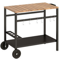 GRILLWAGEN Metall PU Schwarz - Schwarz, Metall (51/83/97cm) - Outsunny