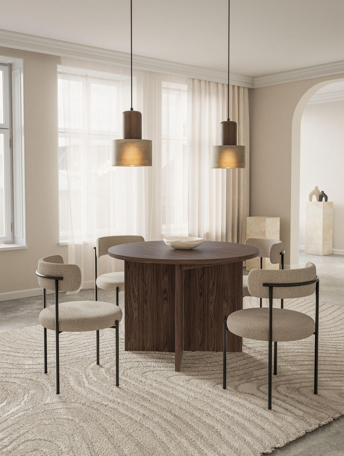 ESSTISCH Selsey Ovo rund, Holzoptik Nussbaum Wisconsin, ausziehbar, 110–190 × 110 cm - Nussbaumfarben, Holzwerkstoff (109.6/109.6/75cm) - Selsey