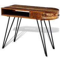 SCHREIBTISCH Altholz Massiv Mit Eisenbeinen - Braun, Holz (97/45/76cm) - vidaXL