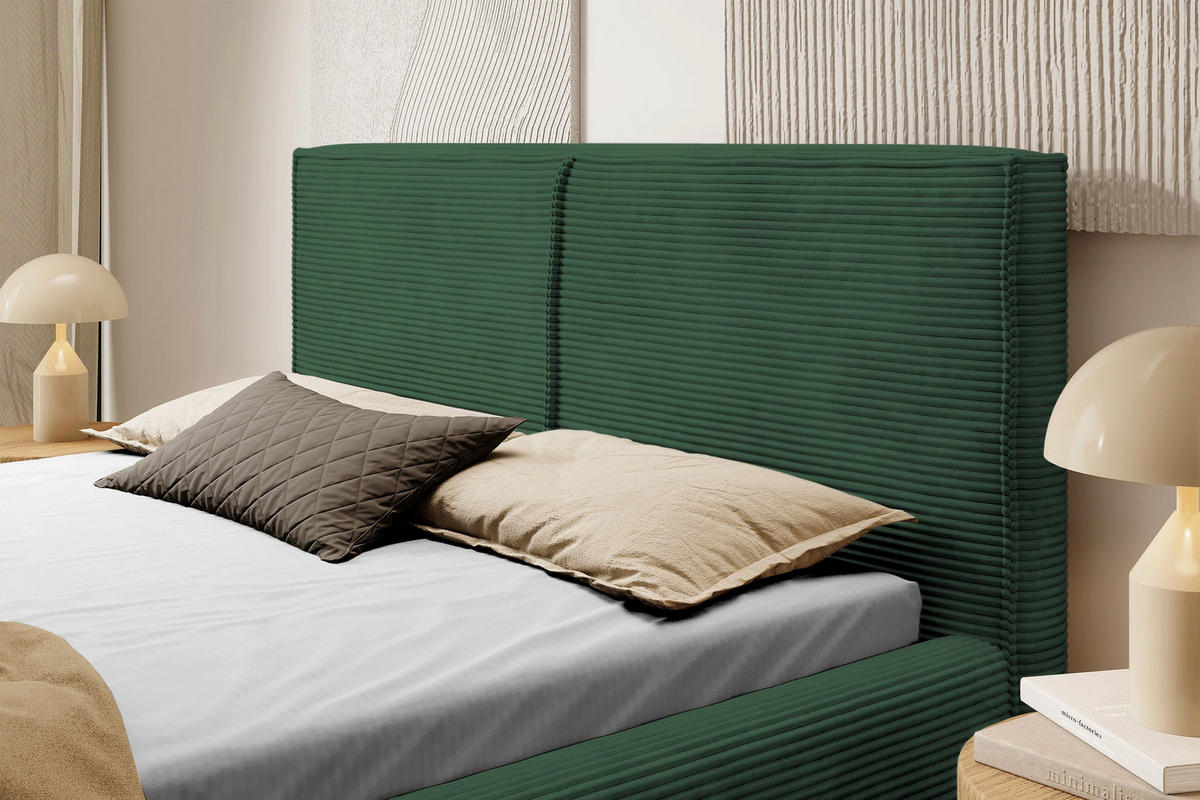 POLSTERBETT Farese Dunkelgrün Cordbezug 140 cm - Dunkelgrün, Textil (140/200cm) - Selsey
