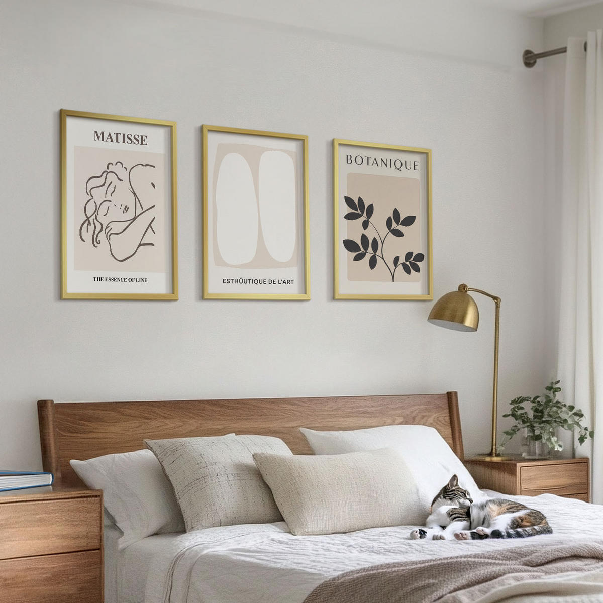 WANDBILDER 3er Set - 40x60 cm Goldrahmen - Matisses stilvolle Pflanzenbilder - Goldfarben, Kunststoff (40/60cm) - ArtPrintCave