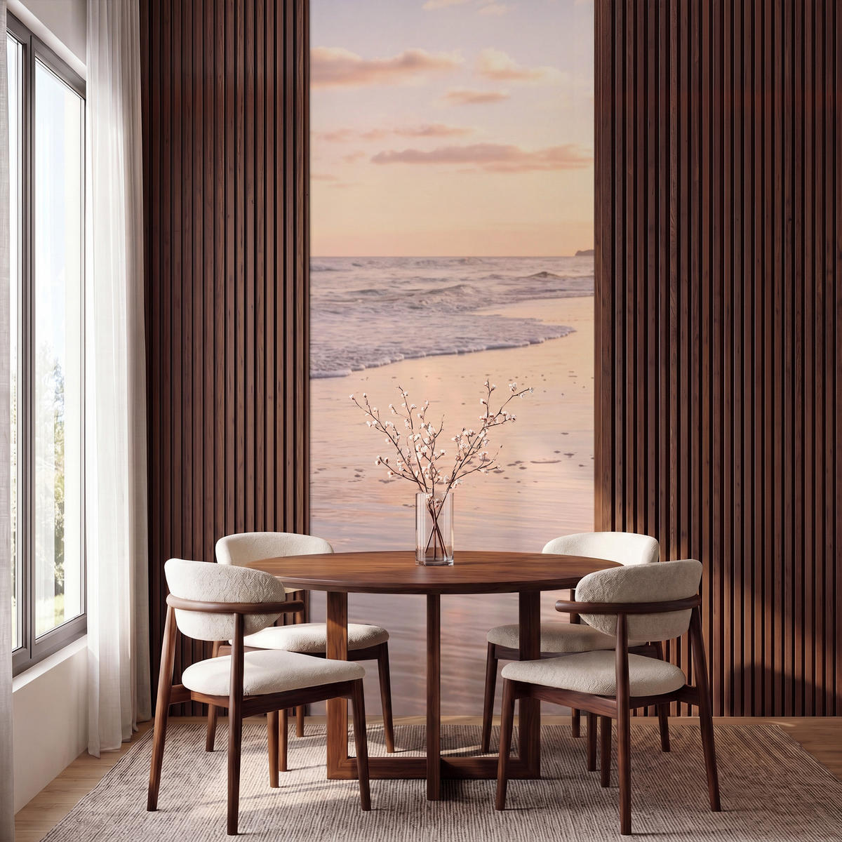 TAPETE - Strand - Brandung - Wolken - 120x280 cm - Hellrosa, Papier (120/280cm) - OnlyWow