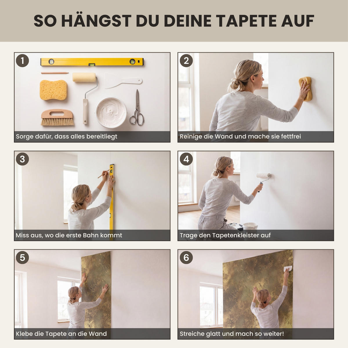 TAPETE - Antik - Metallic-Look - Gold - 400x300 cm - Messingfarben, Papier (400/300cm) - OnlyWow