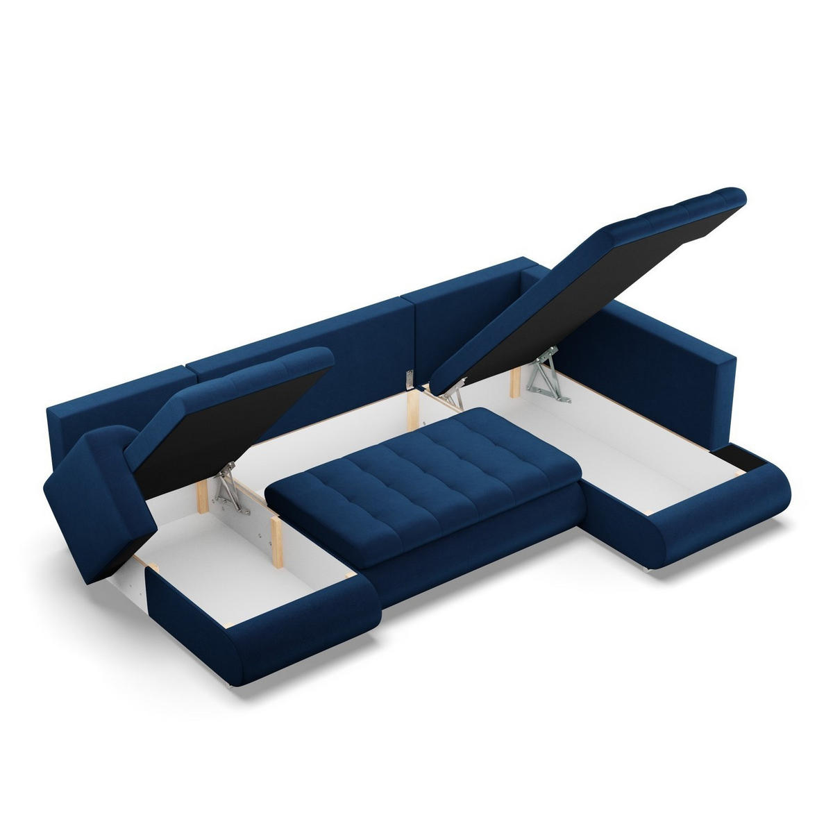 U-SOFA MIT SCHLAFFUNKTION FORESTA, Dunkelblau - Dunkelblau, Textil (300/89/200cm)