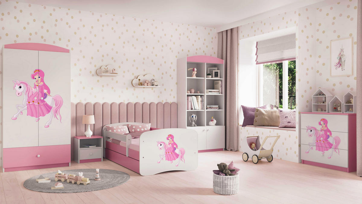 KINDERKLEIDERSCHRANK Prinzessin II - Hellrosa, Holzwerkstoff (90/175/52cm) - RAUMHIRSCH FURNITURE