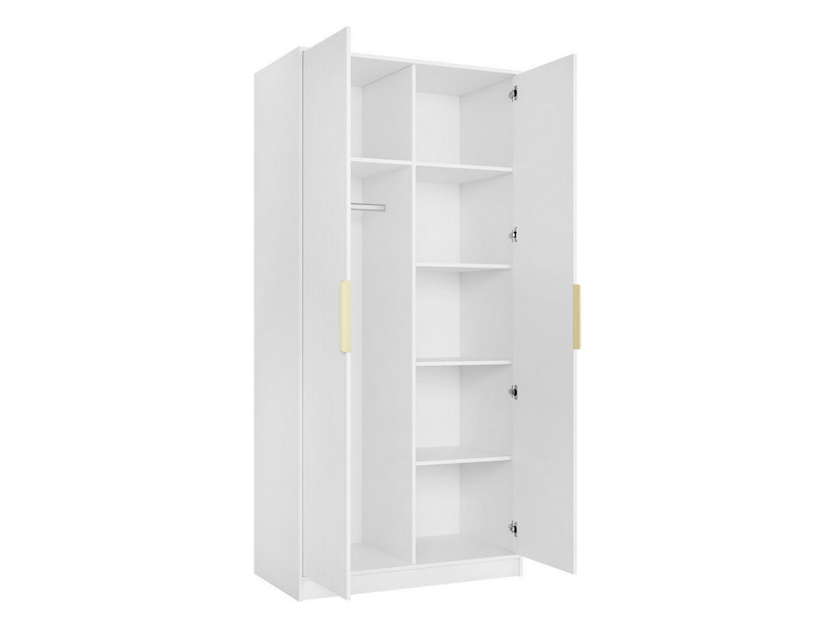 DREHTÜRENSCHRANK Tireno 2D - Goldfarben/Weiß, Holzwerkstoff/Metall (102/216/60cm) - MIRJAN24