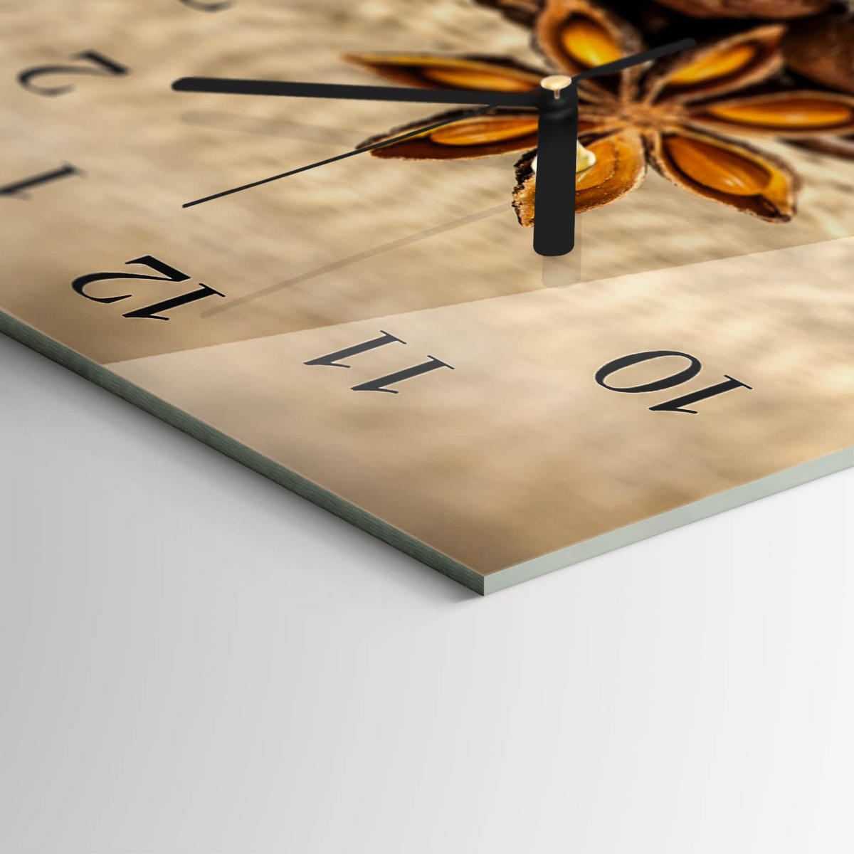 WANDUHR 60x30 cm - Blumen - Braun, Glas (60/30/0.4cm) - TULUP