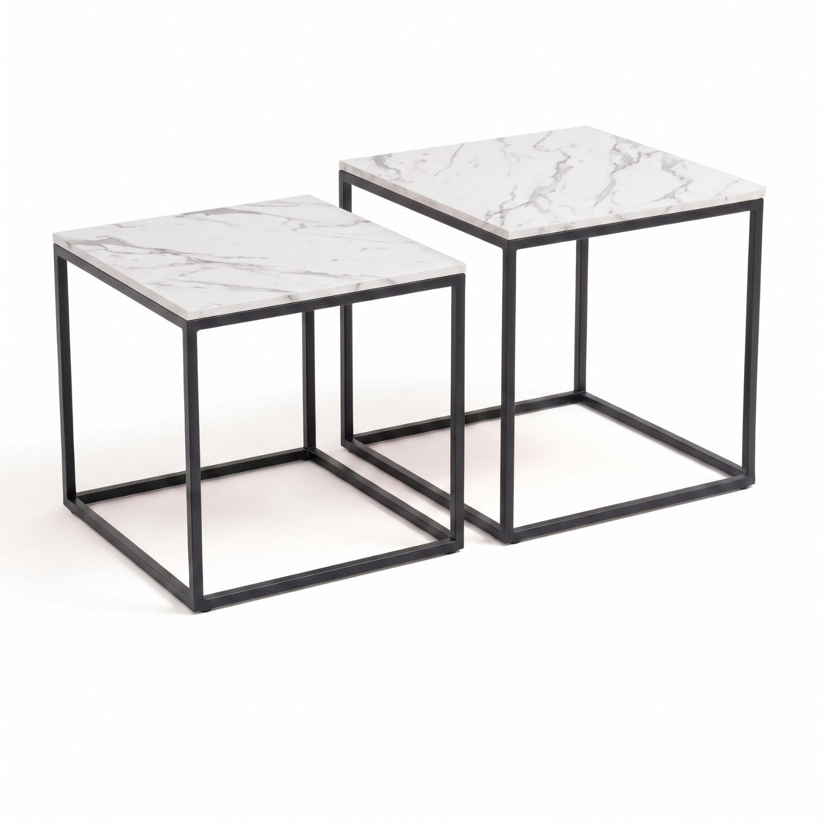 COUCHTISCH 2er-Set quadratisch Schwarz, Weiß - Weiß, Metall (50/50/50.5cm) - SCENA LIVING