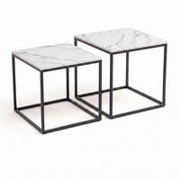 COUCHTISCH 2er-Set quadratisch Schwarz, Weiß - Weiß, Metall (50/50/50.5cm) - SCENA LIVING