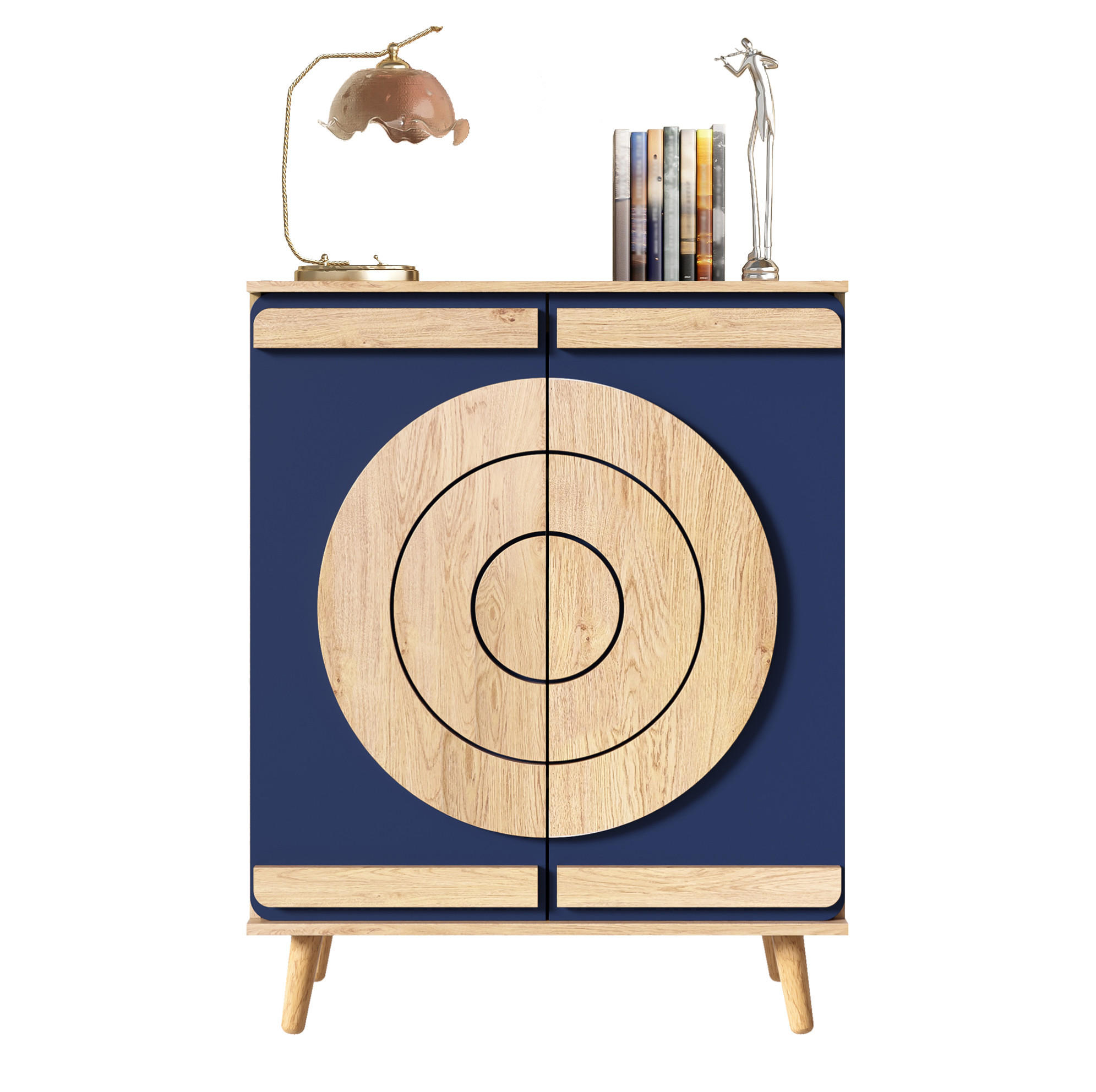 SCHUHSCHRANK mehrstufig 76 x 37 x 98,5 cm Blau Natur - Blau, Holz (37/98.5/76cm) - Beauniv