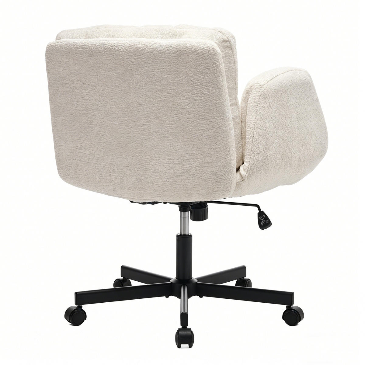 DREHSTUHL Chair Bürostuhl Chenille höhenverstellbar Armlehnen Schwarz - Beige, Holzwerkstoff (60/92.5/57.5cm)