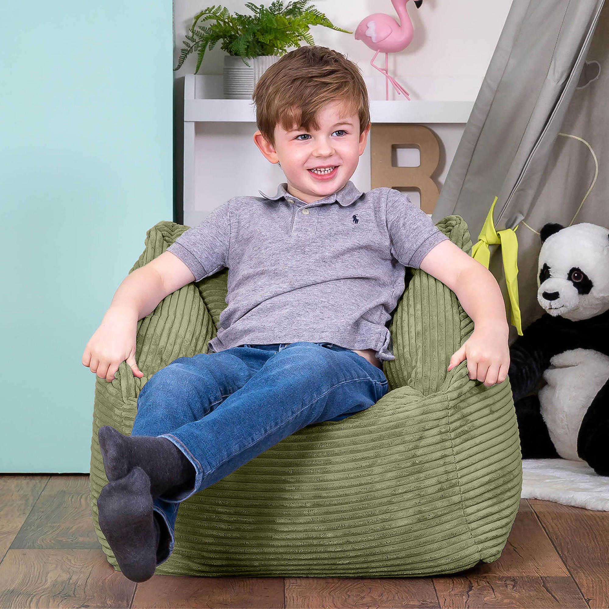 SITZSACK Flauschig für Kinder 2-tlg. - Salbeigrün/Grün, Textil (55/44/55cm) - icon