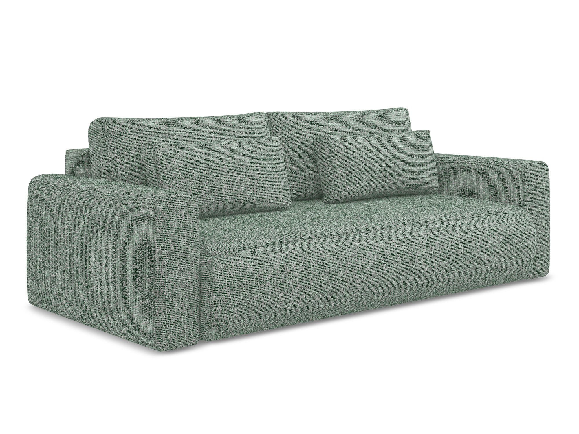 3-SITZER SOFA mit Schlaffunktion Strukturstoff Stoff Grün - Schwarz/Hellgrün, Kunststoff/Textil (238/82/105cm) - Makamii