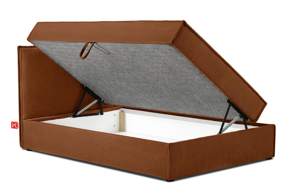 BOXSPRINGBETT ROTI Einzelbett, orange - Schwarz/Orange, Holz/Holzwerkstoff (80/200cm) - KONSIMO®