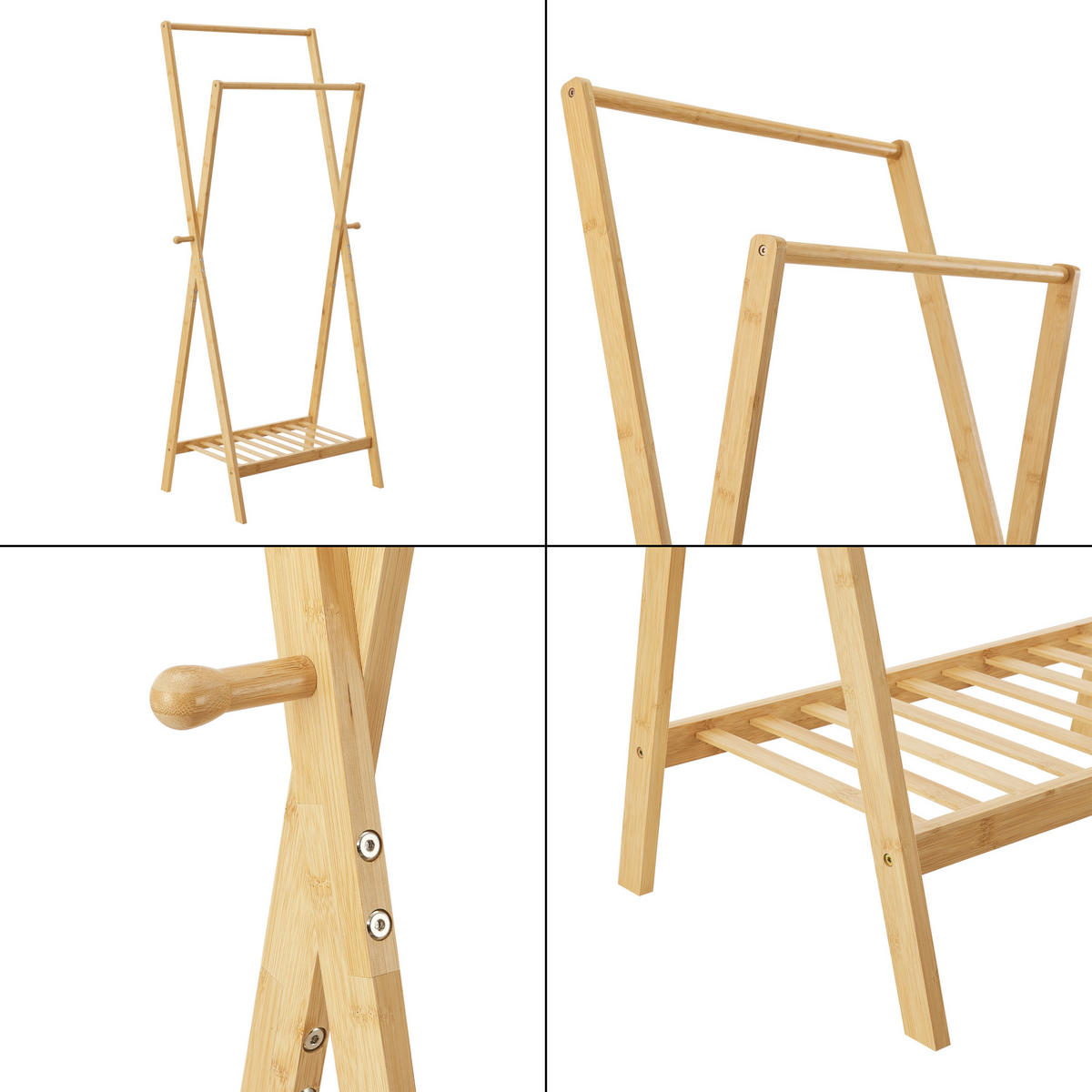 GARDEROBENSTÄNDER Keitele - Naturfarben, Holz (60/150/42cm) - [en.casa]