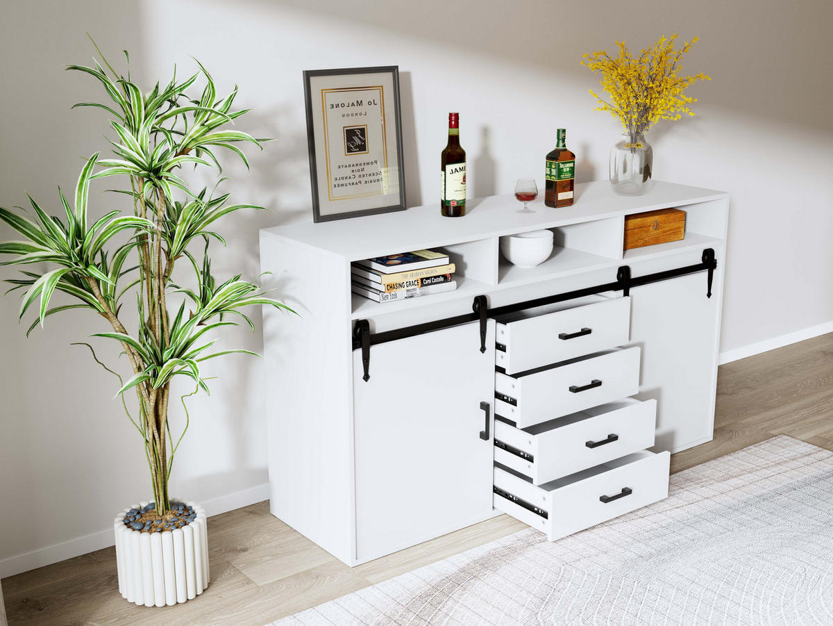 SIDEBOARD in 140/80/40cm - Weiß, Holzwerkstoff/Metall (40/80/140cm) - HOMAVO