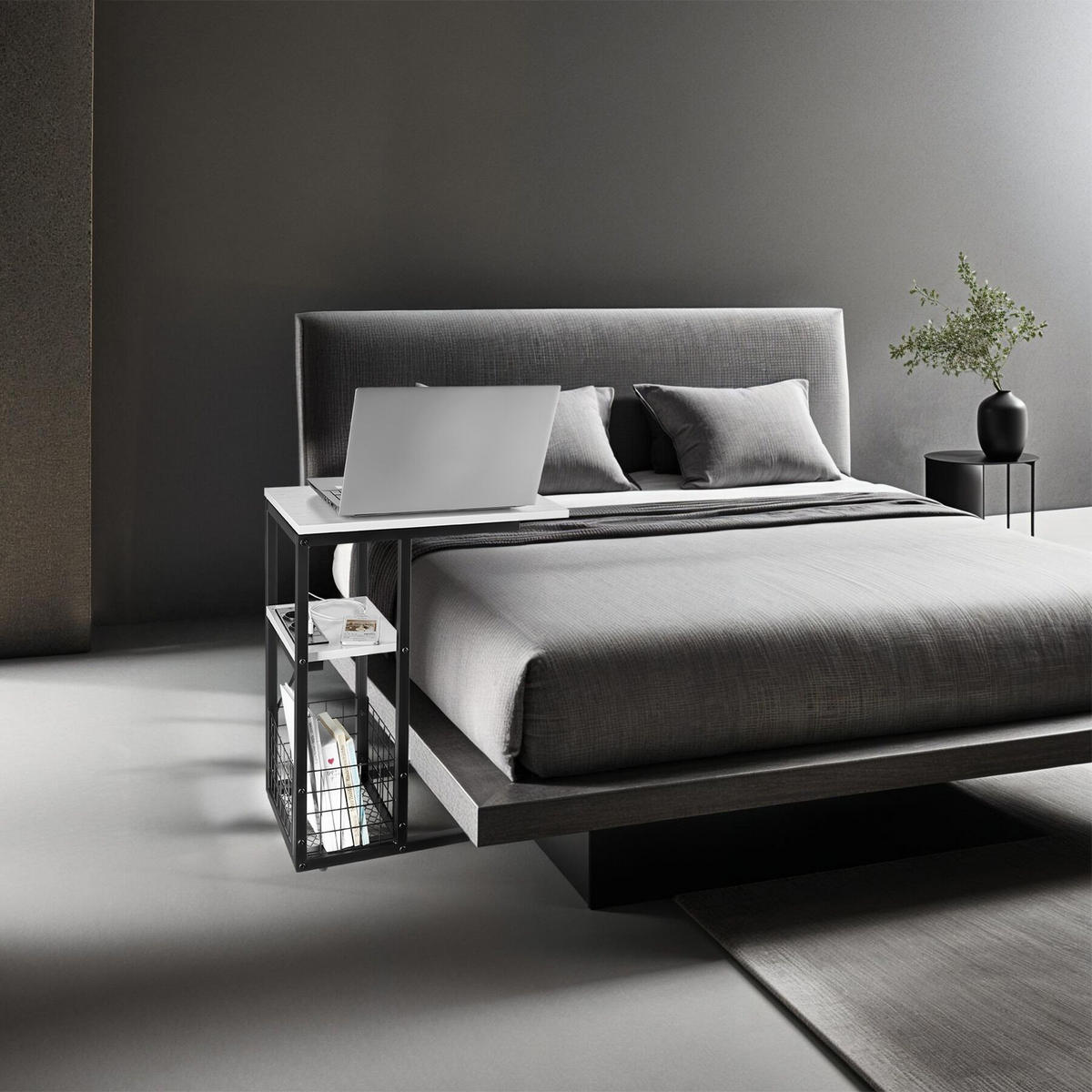 LAPTOP-BEISTELLTISCH Rhea, 50 - 73 x 30 x 61,5 cm, weiß - Weiß, Metall (73/30/62.5cm) - tectake