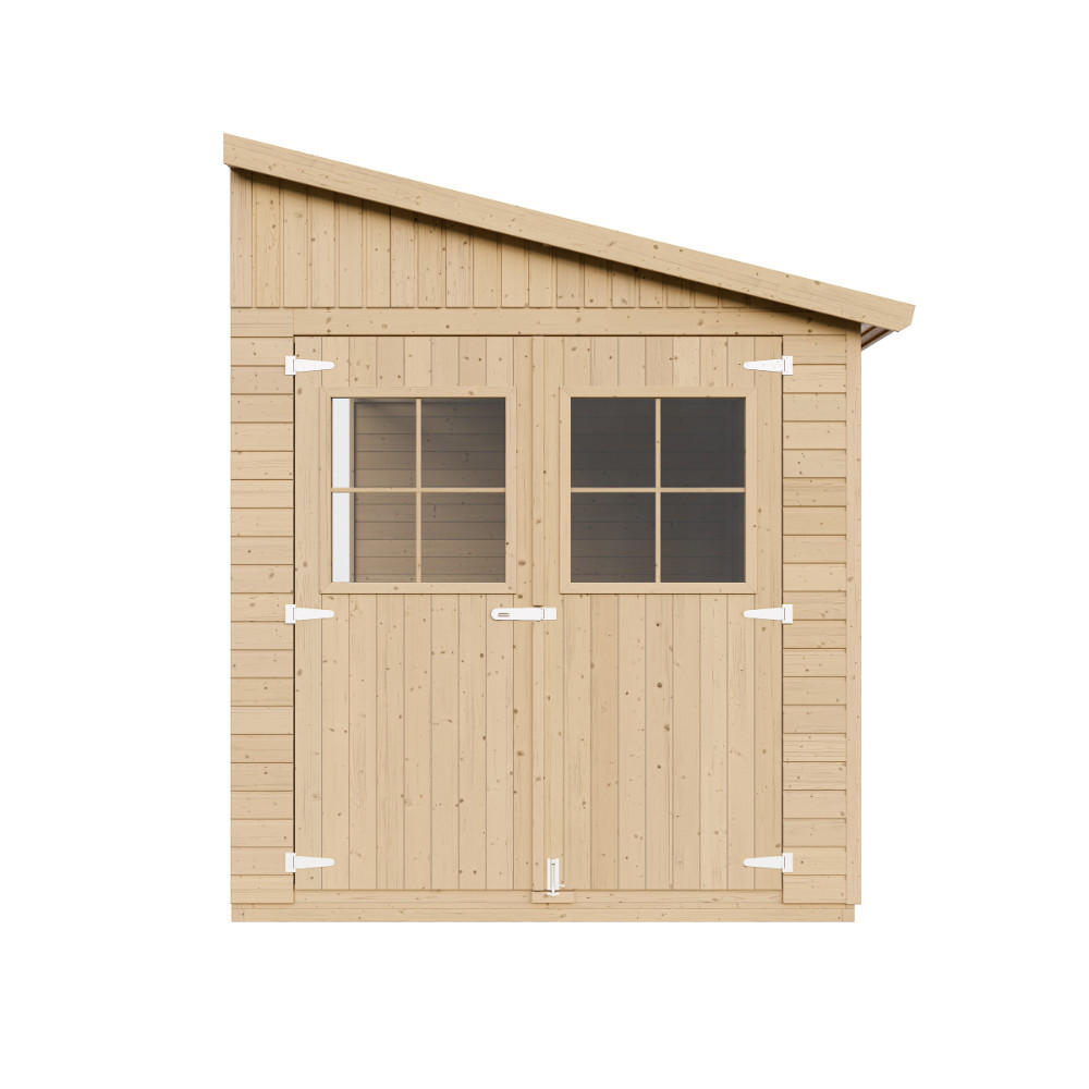HOLZ-GARTHENHAUS (ohne Seitenwand) MIT IMPRÄGNIERTEM BODEN - H244x211x514 cm/10 m2 - M341+M341G - Beige, Holz (216/249/493cm) - Timbela