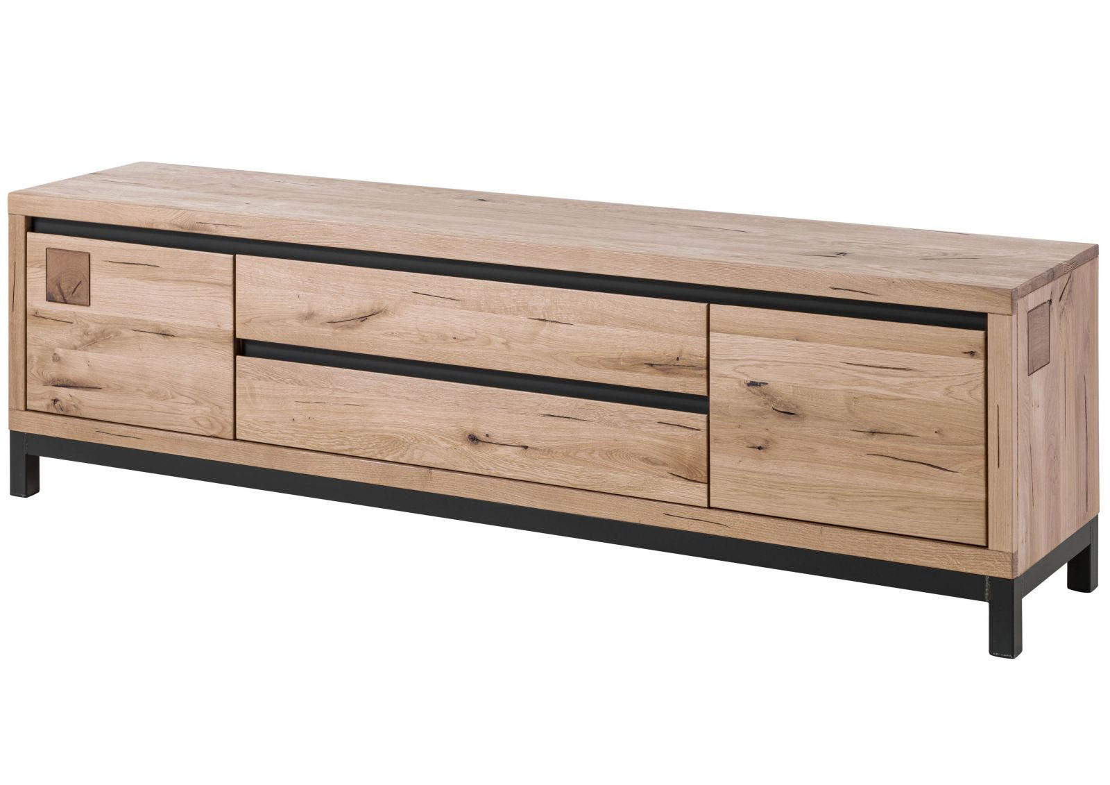 TV-BOARD Wildeiche 190x40x56 bianco geölt VILLANDERS #253 - Beige, Holz (190/56/40cm) - Massivmoebel24