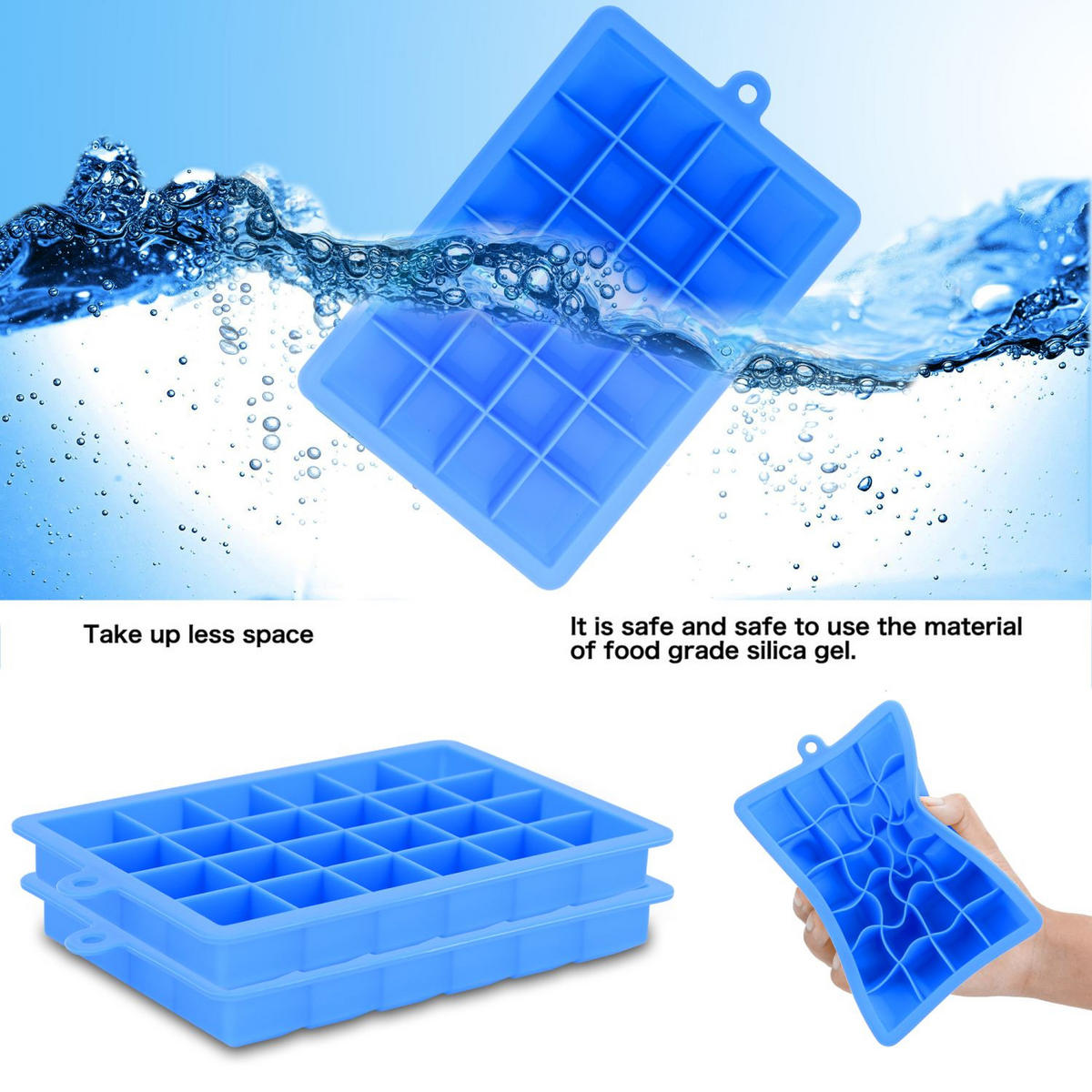 EISWÜRFELFORM 2er Set - Blau, Kunststoff (13/2.5/18cm) - Intirilife