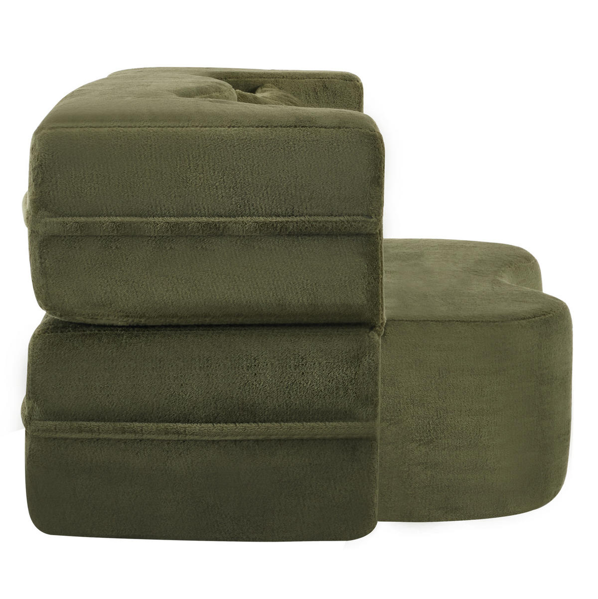 SCHLAFSOFA aus Schaumstoff Grün, faltbar als Gästebett mit 2 Kissen und weichem Kurzplüschbezug - Grün, Kunststoff (180/70/55cm) - Modfu