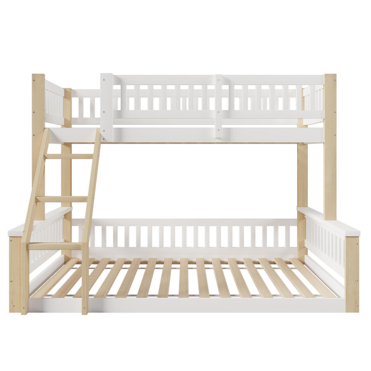 BETT Etagenbett Weiß + Natur 90x200/140x200 cm - Naturfarben, Holz (90/200cm) - ComfortXL