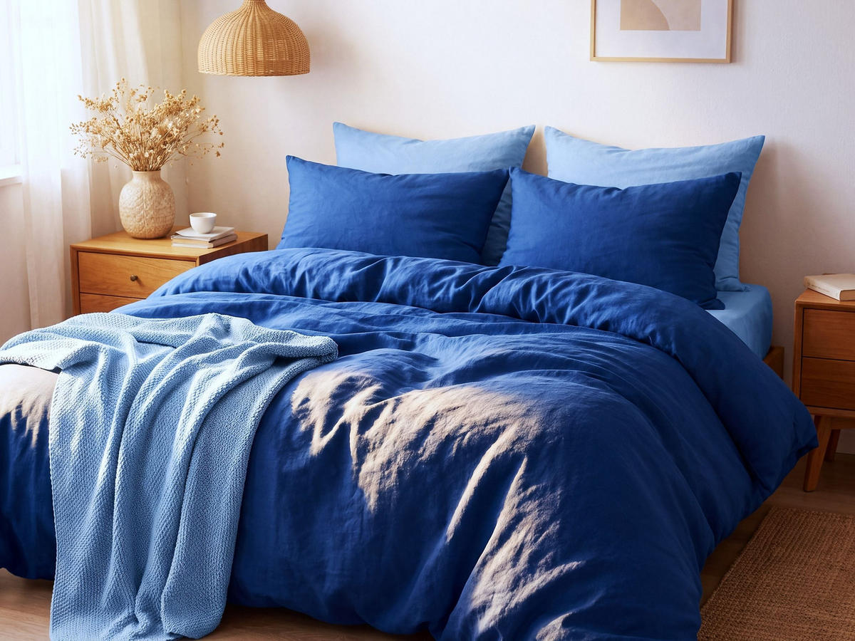 LOŽNÍ PRÁDLO SADA Harmonridge 220x240 cm - modrá, textil (220/240cm) - Beliani