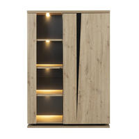 GESCHIRRSCHRANK 2-türiger mit Beleuchtung 120/170/45 cm - Eschefarben, Holzwerkstoff (120/170/45cm) - Calicosy