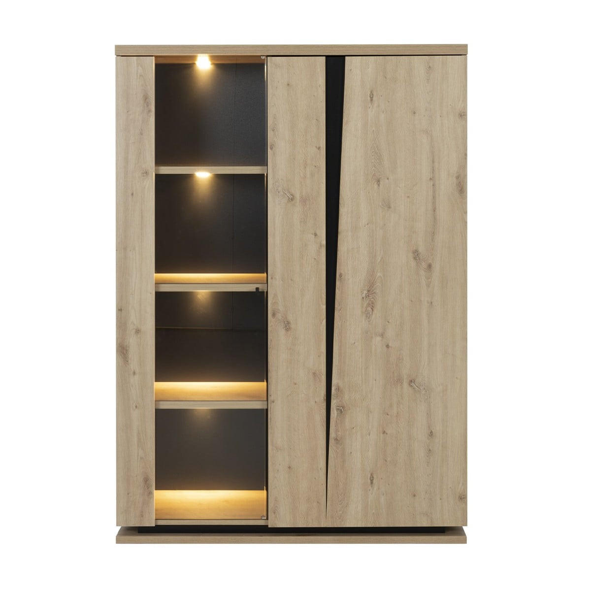 GESCHIRRSCHRANK 2-türiger mit Beleuchtung 120/170/45 cm - Eschefarben, Holzwerkstoff (120/170/45cm) - Calicosy