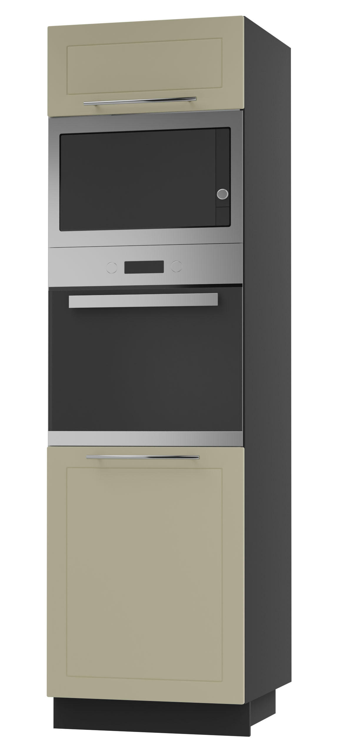 BACKOFEN-HOCHSCHRANK Kvantum D14/RU/60/207 Vanille Matt / Schwarz Matt 60 / 59 / 207cm - Creme/Schwarz, Holz/Holzwerkstoff (60/207/59cm) - Feldmann-Wohnen
