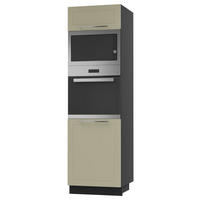 BACKOFEN-HOCHSCHRANK Kvantum D14/RU/60/207 Vanille Matt / Schwarz Matt 60 / 59 / 207cm - Creme/Schwarz, Holz/Holzwerkstoff (60/207/59cm) - Feldmann-Wohnen