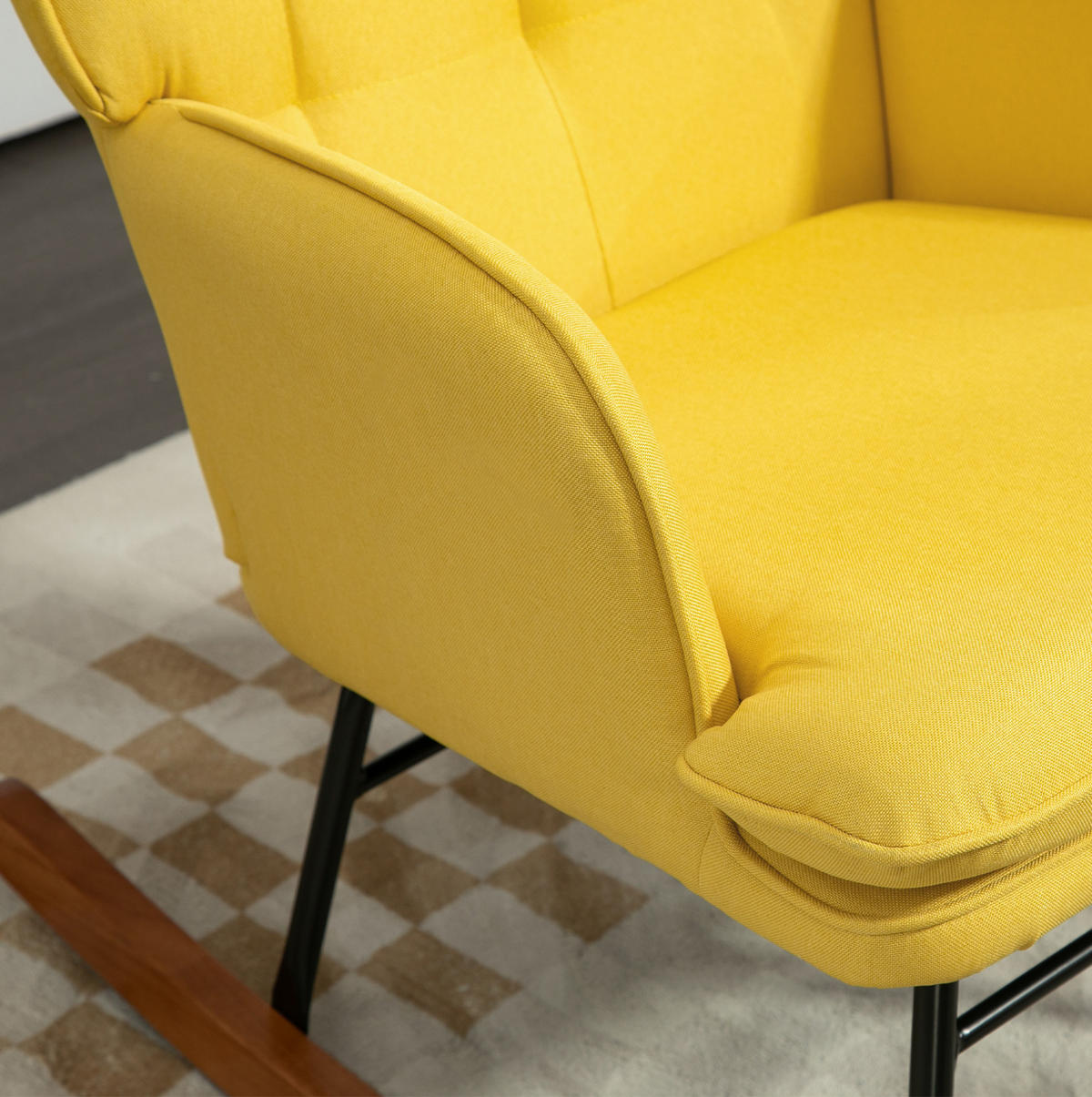 SCHAUKELSTUHL 64/89/90 cm in Gelb mit Hocker und hoher Rückenlehne - Gelb, Textil (89/90/64cm) - Flora Grace