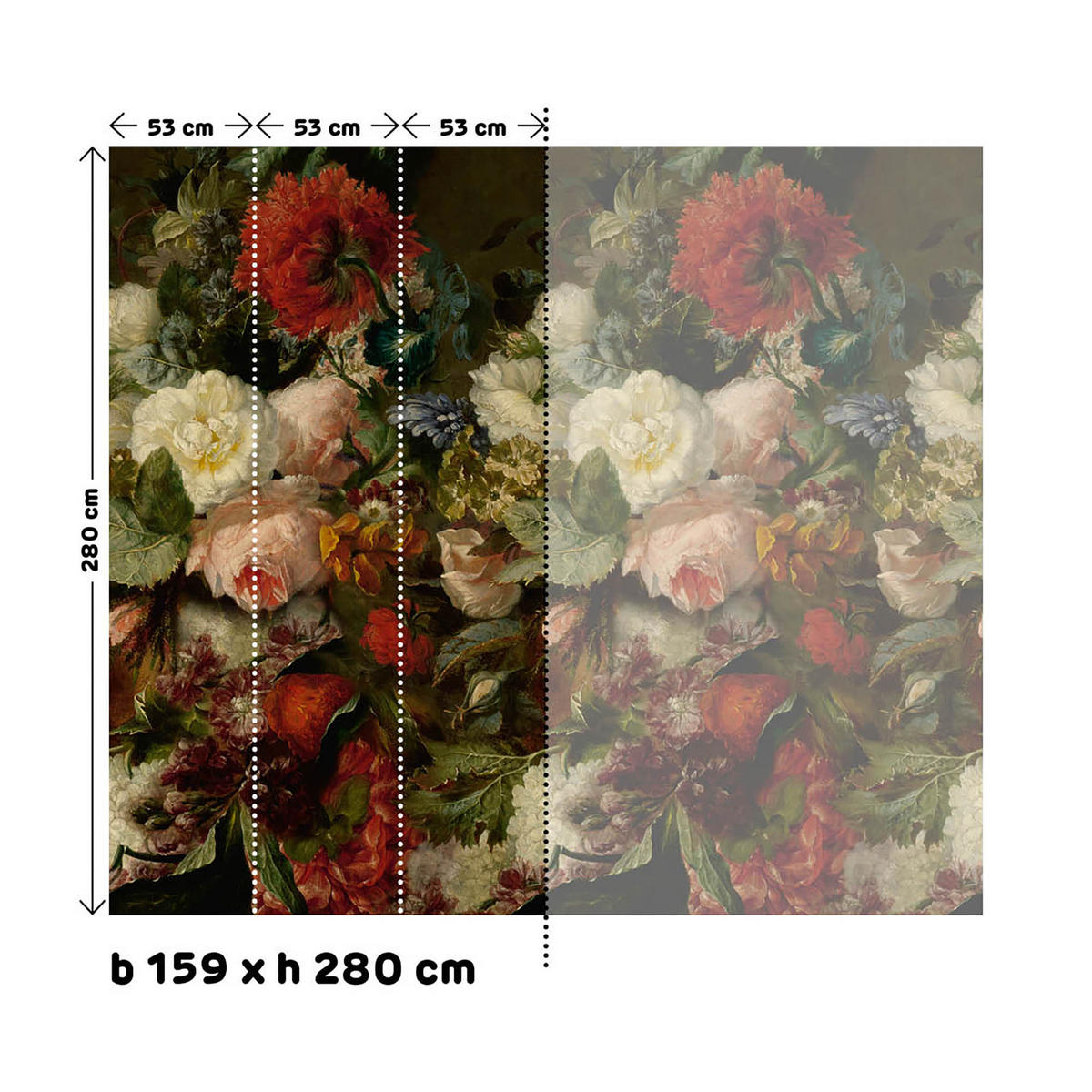 FOTOTAPETE Klassische Blumen 280x159cm - Rot, Papier/Kunststoff (159/1cm) - Sublime