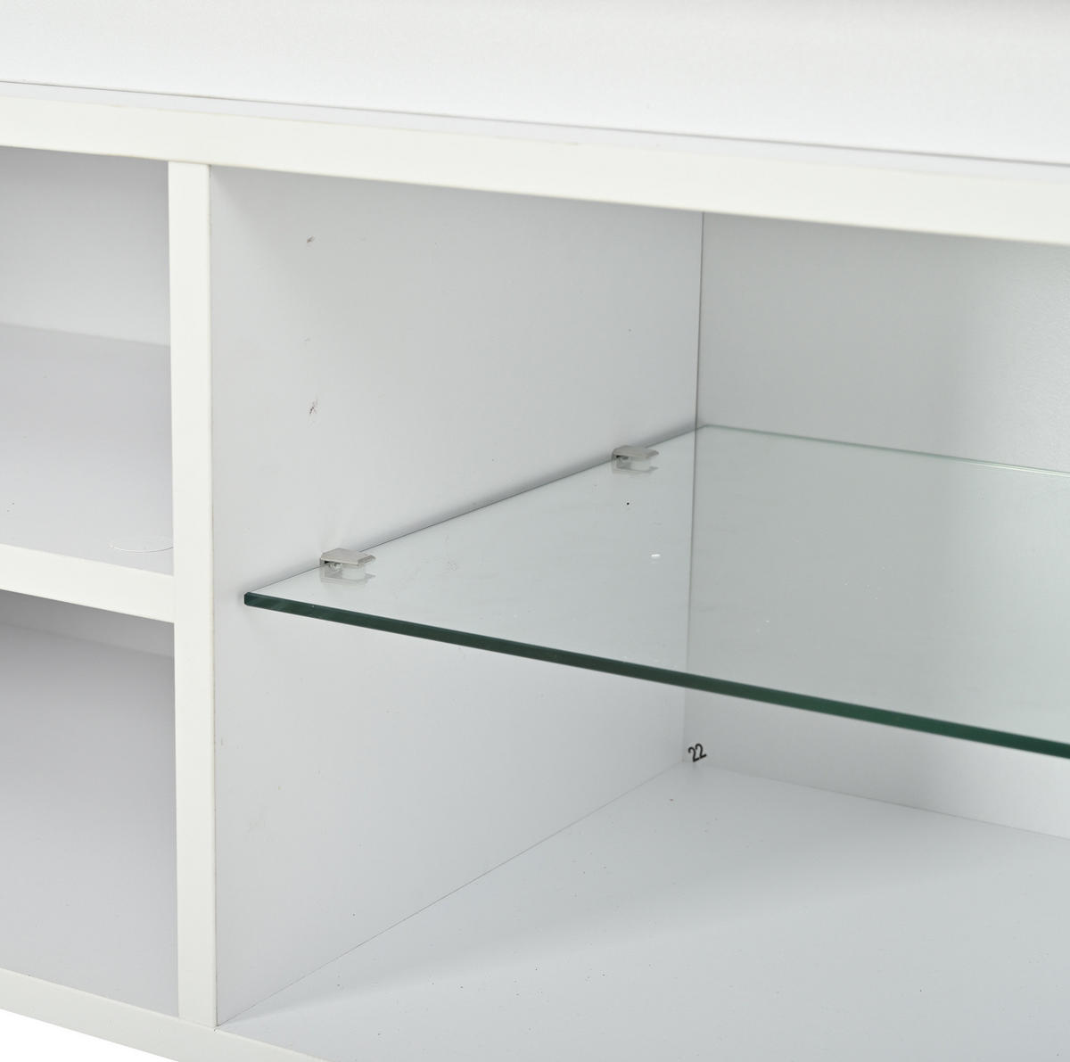 TV-LOWBOARD 160/35/60 cm weiß aus MDF mit Glasplatte und LED - Weiß, Holzwerkstoff (35/60/160cm) - OKWISH