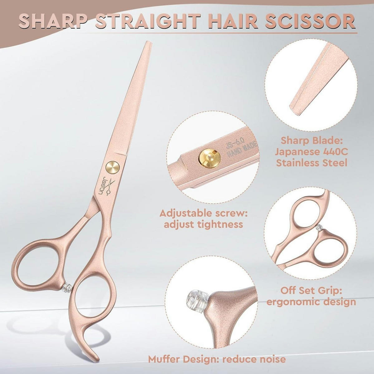 FRISEURSCHEREN Set mit Kochmesser Roségold + Schwarz - Rosa, Metall (17/5/20.5cm)