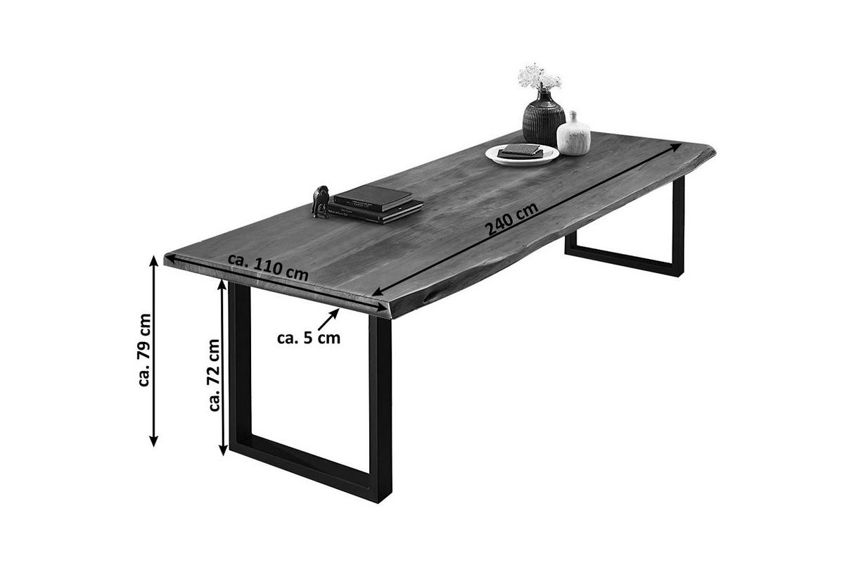 ESSTISCH VALIN - Silberfarben/Braun, Holz/Metall (110/240/79cm) - SAM