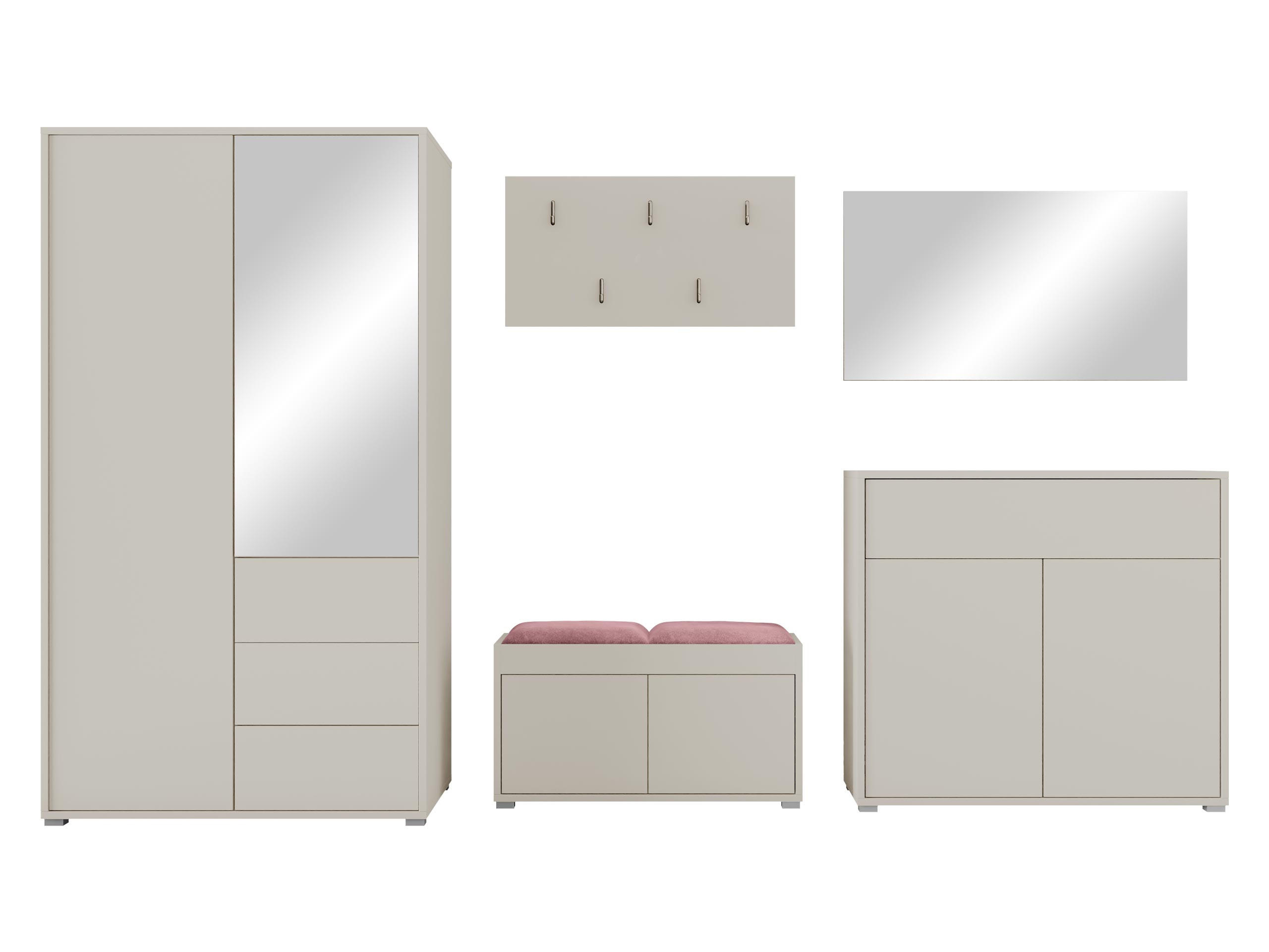 GARDEROBEN-SET Gesita V - Kaschmir/Silberfarben, Holzwerkstoff/Kunststoff (100/178/59cm) - MIRJAN24