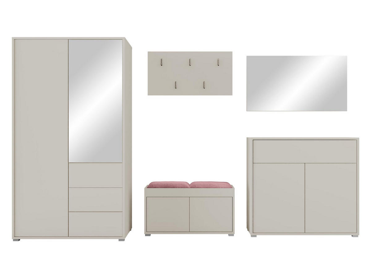 GARDEROBEN-SET Gesita V - Kaschmir/Silberfarben, Holzwerkstoff/Kunststoff (100/178/59cm) - MIRJAN24