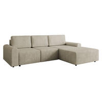 ECKSOFA Bella L, Seite: Rechts - Beige/Schwarz, Holz/Kunststoff (258/168cm) - MIRJAN24