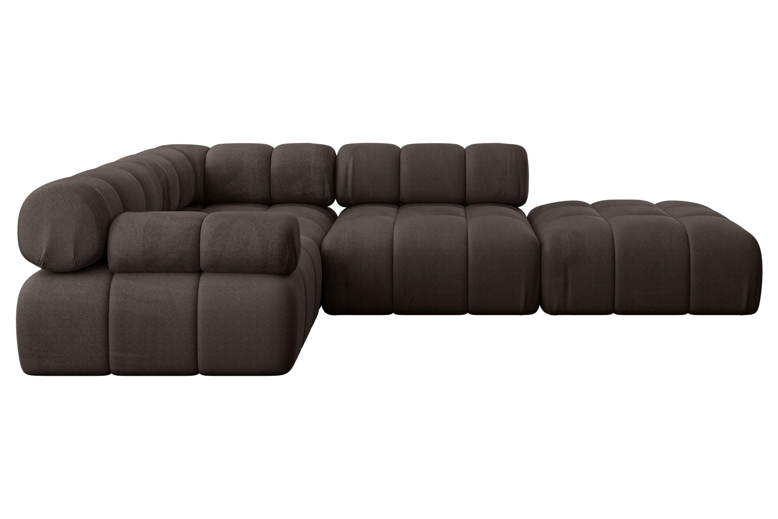 ECKSOFA modulares Sofa Felto-L1 - 285x190x70 cm Braun Velours - Braun, Holzwerkstoff/Textil (285/190cm) - ALTDECOR