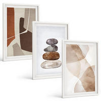 BILDER SET 3er Set - 40x60 cm Weißer Rahmen - Moderne abstrakte Malerei - Weiß, Kunststoff (40/60cm) - TULUP