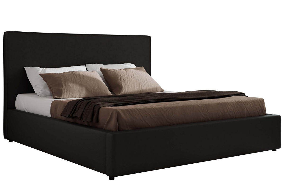 POLSTERBETT CORIVO CLASSIC 200/200 - Schwarz Kunstleder - Pocket-Matratze - Schwarz, Textil (200/200cm) - MKS