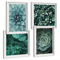 BILDER SET 4er Set - 50x50 cm & 40x60 cm Weißer Rahmen - Sukkulenten in Grün und Türkis - Weiß, Kunststoff (50/50cm) - TULUP
