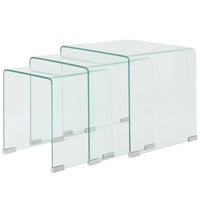 COUCHTISCHSET 30-42/30-42/36-41,5 cm 3-tlg. aus Gehärtetem Glas Transparent U-Form - Transparent, Glas (42/42/41.5cm) - vidaXL